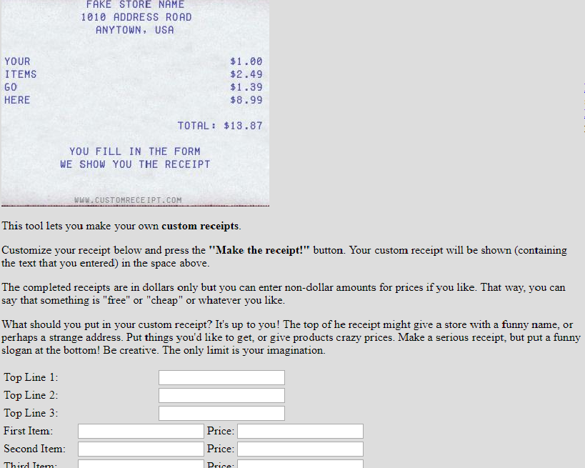 Custom Receipt