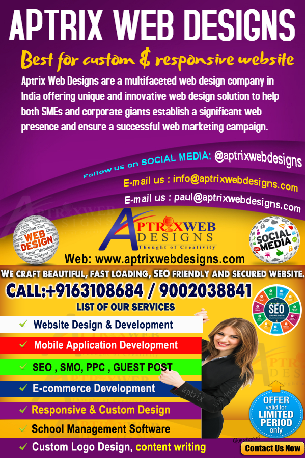 aptrixwebdesigns website designer kolkata